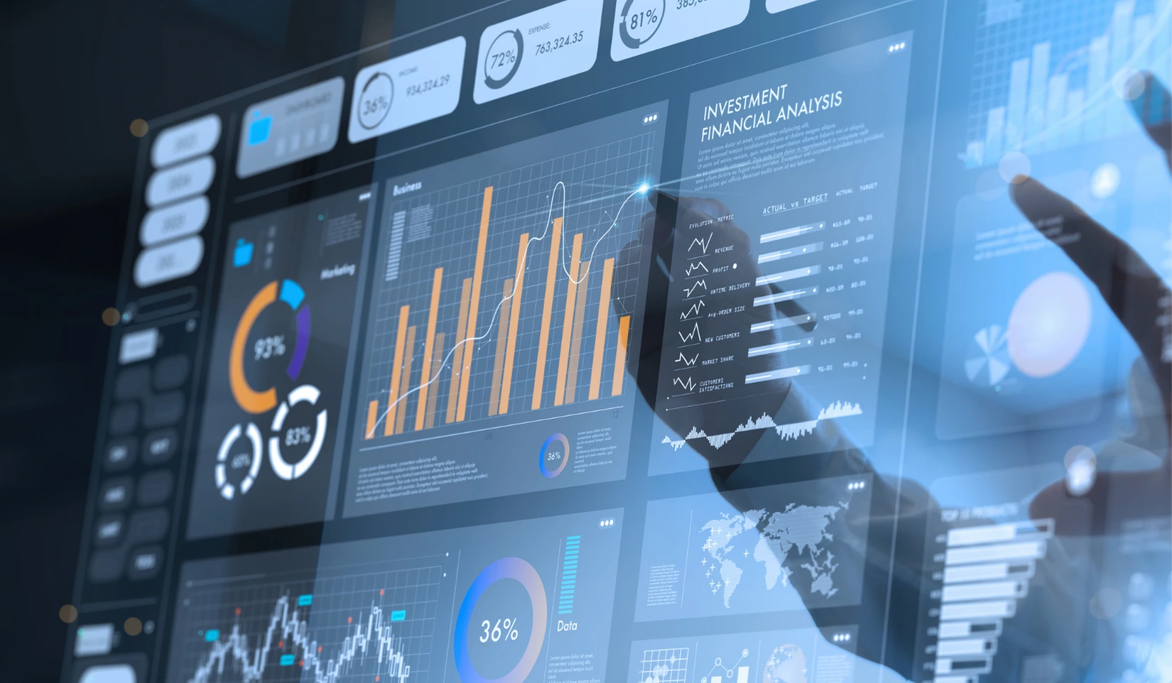Analytics dashboard showing marketing performance metrics and data visualisations